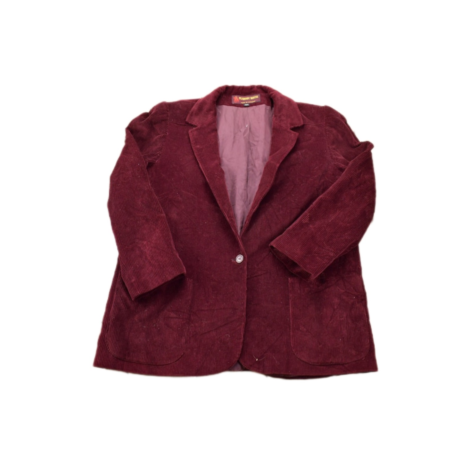 Vtg Retro 1970 Peabody House Burgundy Corduroy Blazer Womens 11/12 Excellent